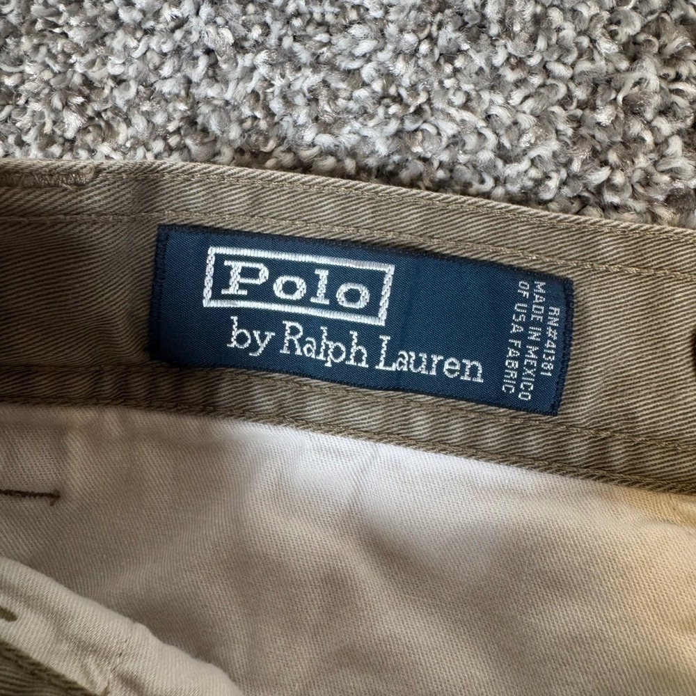 Polo Ralph Lauren Mens Khaki Tan Cotton Twill Cargo Pants 33x30 Straight‎ Leg - Picture 3 of 10